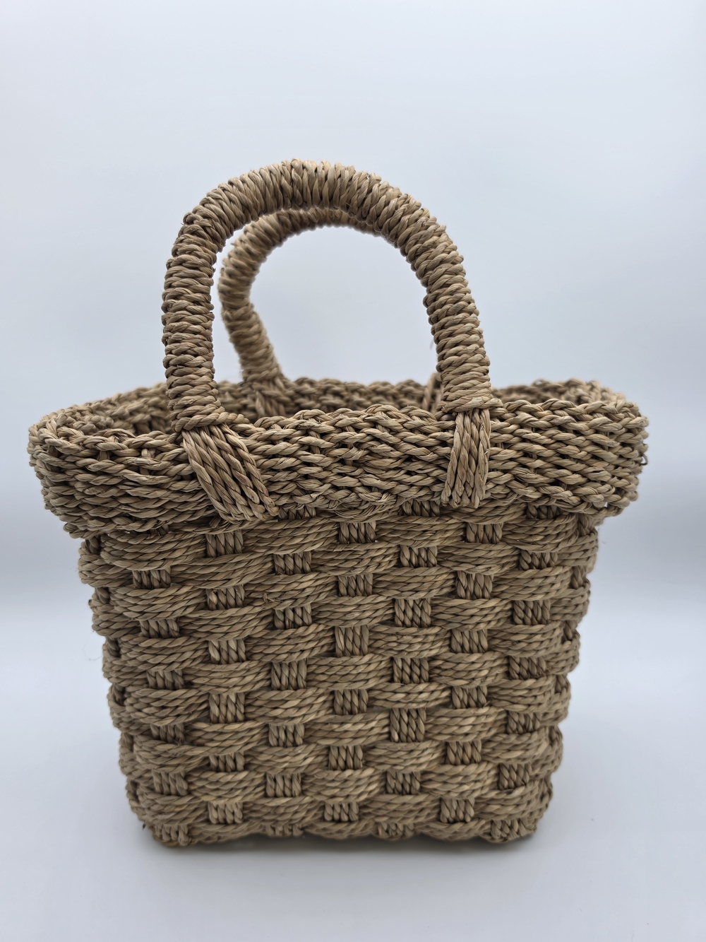 Woven Straw Tote Bag - Natural Brown